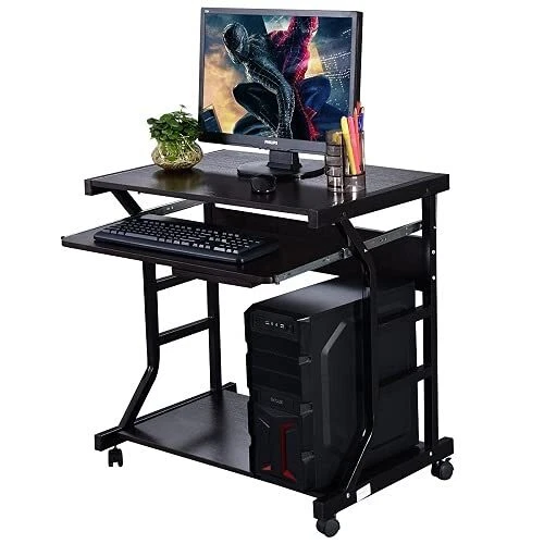 Computer Desk Cart Home Office Desk, Mobile Laptop Table Workstation Writing ...