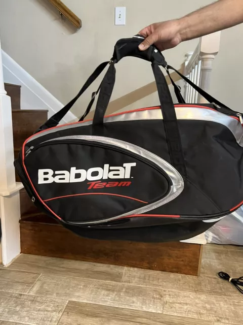Babolat Team Tennis Racket Racquet 6-Pack Bag W/ Shoulder Straps Black White Red Babolat Team Tennis Racket Racquet 6-Pack Bag W/ Shoulder Straps Black White Red