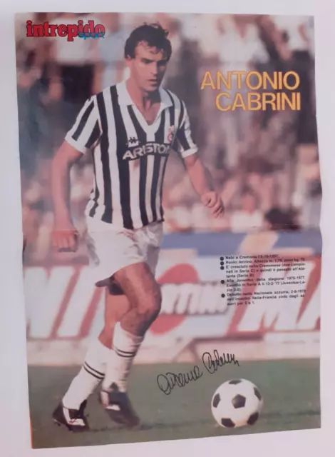 CABRINI / JUVENTUS - POSTER 1984 ORIGINALE AUTOGRAFATO INTREPIDO (34 x 24 CM)