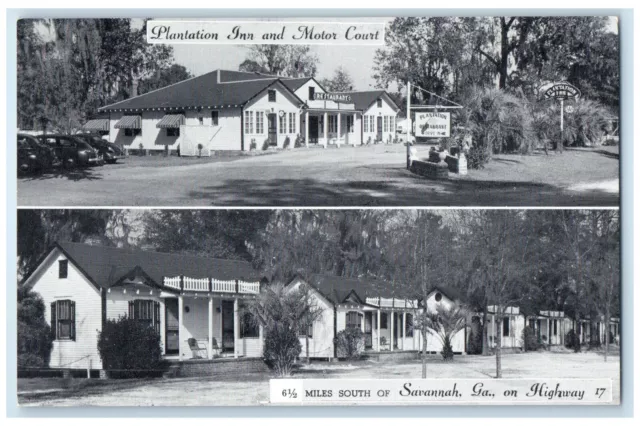 Plantation Inn And Motor Court Savannah Georgia GA Dual View Vintage Postcard