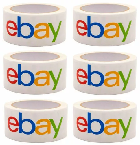 6 ROLLS of OFFICIAL EBAY BRANDED SHIPPING TAPE PACKING SUPPLIES 75' x 2" 2-3 day