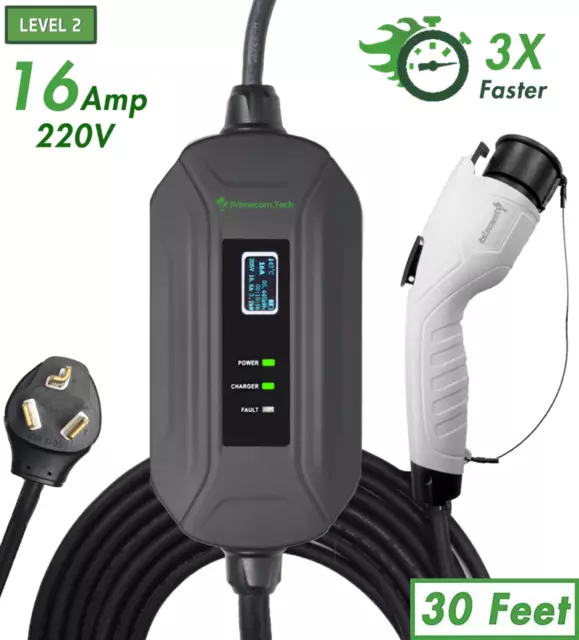 Primecomtech 3x Fast Level2 charger EVSE L2 EV PHEV 16Amp 110 220 240V 10-30Plug