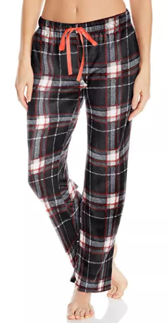 Bottoms Out Women's Printed Micro Fleece Pajama Pant, Black/White, Medium