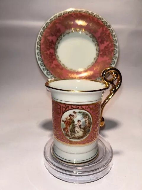 Bremer & Schmidt Gold Trimmed Porcelain Demitasse Cup & Saucer