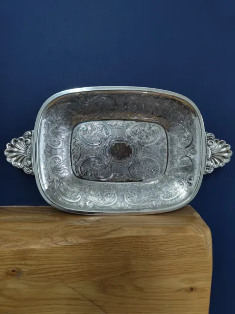 Antique Barker Ellis Silver Plated Decorative Menorah Marked Silver Serving Tray