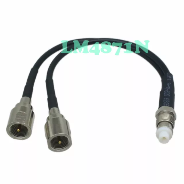 cable FME female to Y type 2x FME male RG174 6" splitter Combined pigtail 2-way