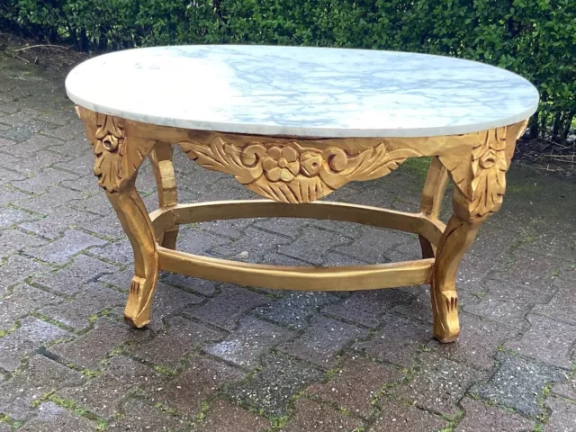 1940's French Louis XVI Coffee Table with Italian marble top