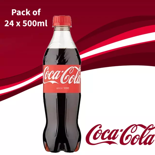 24 x Coca Cola Coke 500 ml Bottles Soft Drink Pack of 24 Original Taste