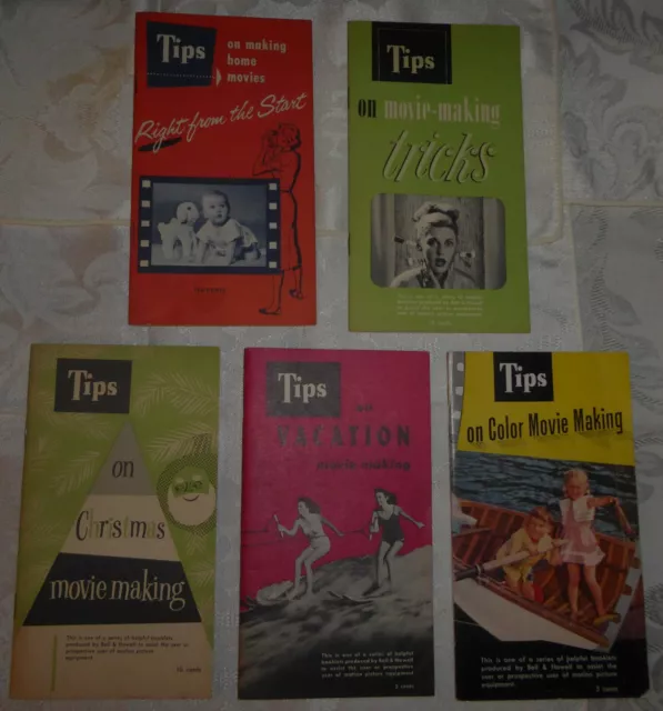 Lot of 5 Vintage 1950s Bell & Howell Tips on Movie Making Booklets