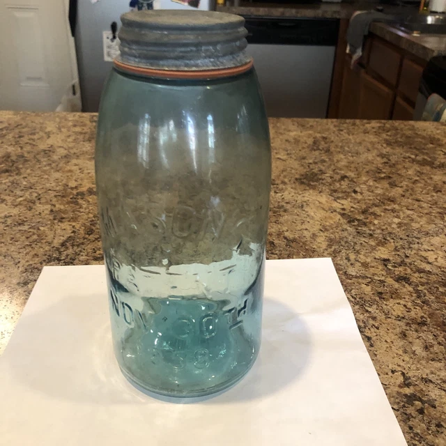 Vintage Mason jar Nov 30, 1858 patent with zinc lid. Quart.