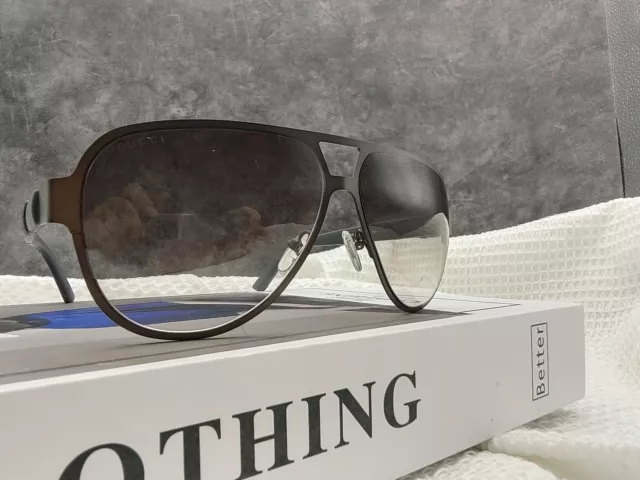 GUCCI Sunglasses GG 2252/S 4UYIC Ruthenium / Gray Gradient Aviator 62mm