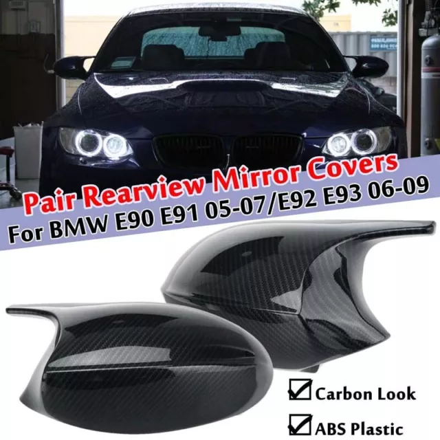 Carbon Fiber Rear Wing Mirror Cover Caps For BMW E90 E92 E81 E87 05-07 PRE-LCI