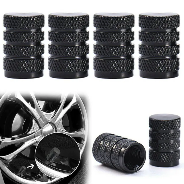 4pcs Aluminium Car Wheel Tyre Valve Stems Air Dust Cover Cap Accessories Black