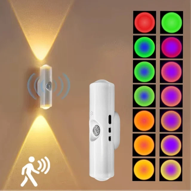 LED CABINET LIGHT Motion Sensor Rechargeable Magnetic Night Lamp RGB £8 ...