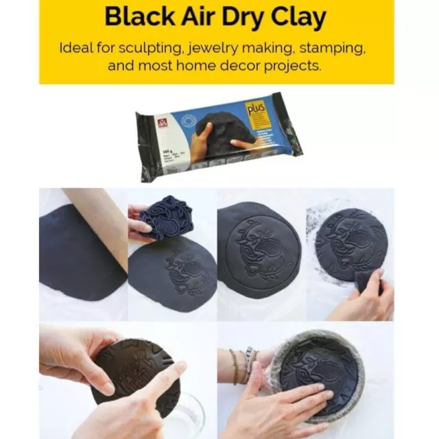 Sio-2 PLUS 1-5kg Air Drying Modelling Clay Model Dry Kids Craft Art White Black 3