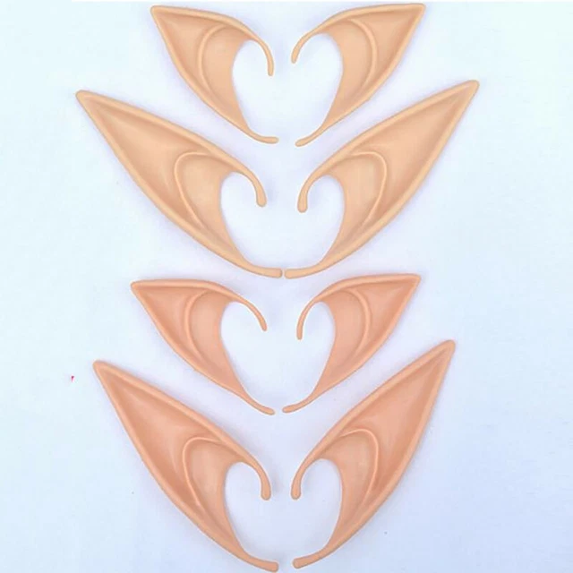 Flesh Elf Pixie Fairy Pointed Ears Tips Fancy Dress Halloween Party Cosplay Prop