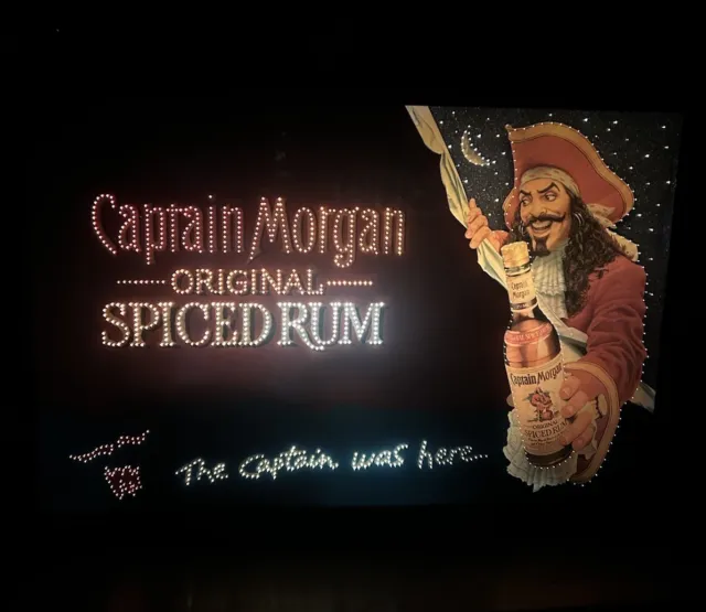 Vintage Captain Morgan Spiced Rum Fiber Optic Lighted Motion  Bar Sign **Rare**