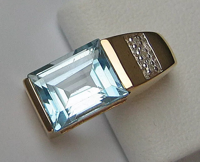 ♦️Brillant Diamant Anhänger aus 9kt. Gold mit Blau Topas Topase Edelstein 8038