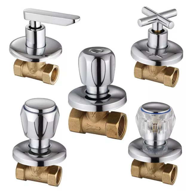Brass Concealed Valve Handle Bathroom Shut Off Shower Switch Replacement Chrome