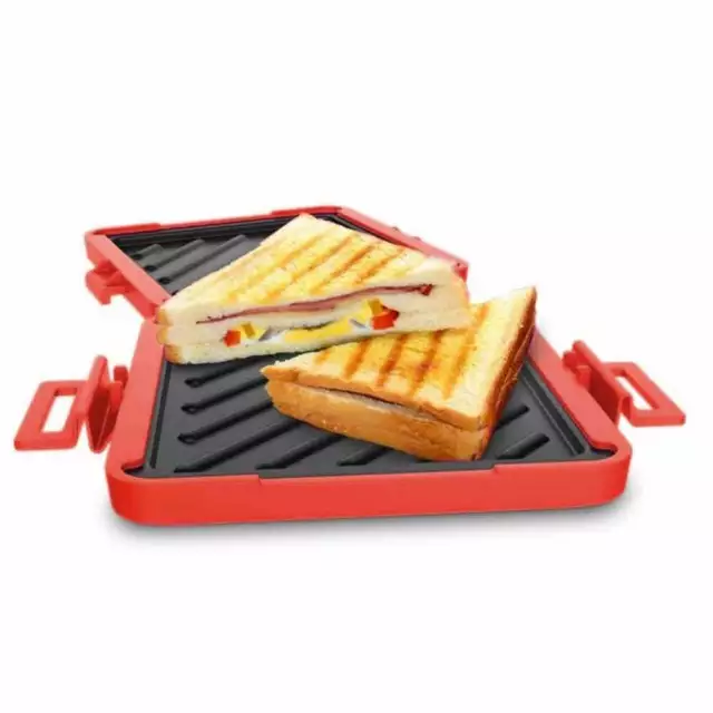 Waffle And Toasted Sandwich Maker Microwavable Baking Tray - Red Color 2024