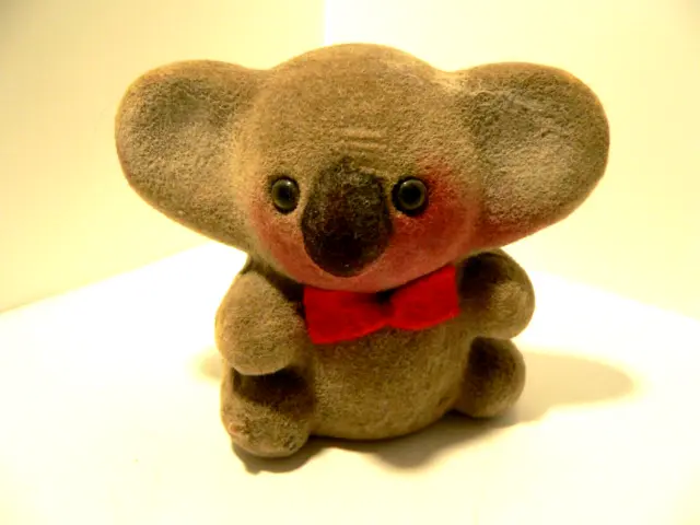 Vintage Flocked Fuzzy Koala Bear Figure. 3".