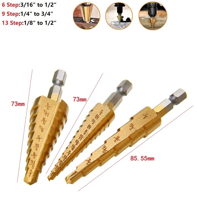 Trapano a gradini utensile da taglio 1 pezzo 4241 acciaio a lavoro rapido ricambio foro oro