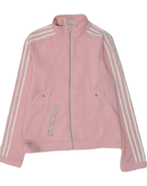 ADIDAS Girls Tracksuit Top Jacket 13-14 Years Pink Polyester AB33
