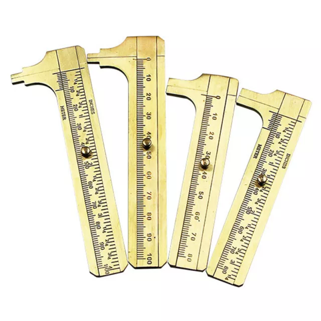 Mini Brass Scale 80/100mm Gauge Vernier Caliper Ruler Pocket Measuring Tool AU 3