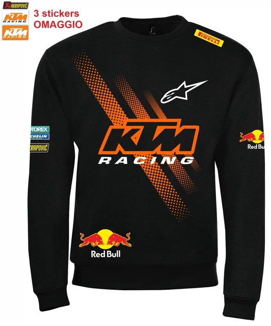 Felpa girocollo nera KTM Racing TOP replica corse ENDURO moto CROSS + 3 stickers