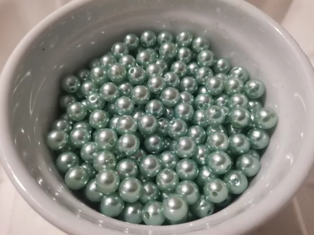 500pcs 8mm Acrylic Faux Pearl Round Spacer Beads GREEN A06 themecraftsbeads