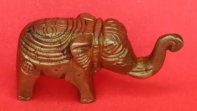 Trunk up Elephant Paperweight Figure Handmade Brass Statue Fengshui Sculpture