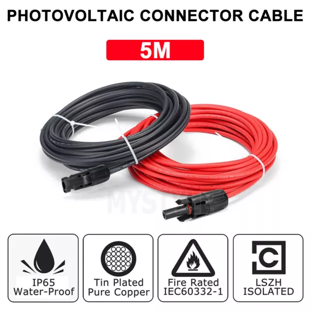 2x 5M Extension Cable Wire Connectors Solar Panel to regulator Cable 4mm2 2