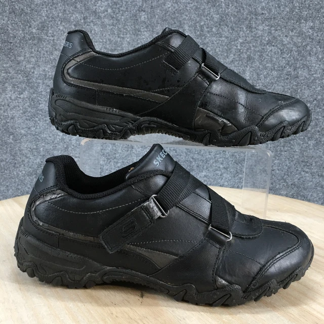 Skechers Work Shoes Womens 7 Compulsions Sneaker Black Leather 76424EW Anti Slip