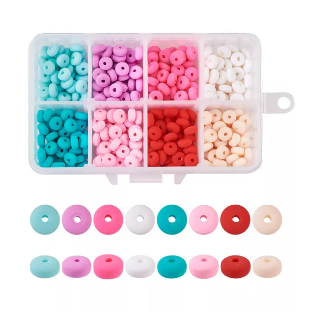 400pcs 8 Colors 6mm Flat Round Handmade Polymer Clay Beads Loose Spacer Crafting