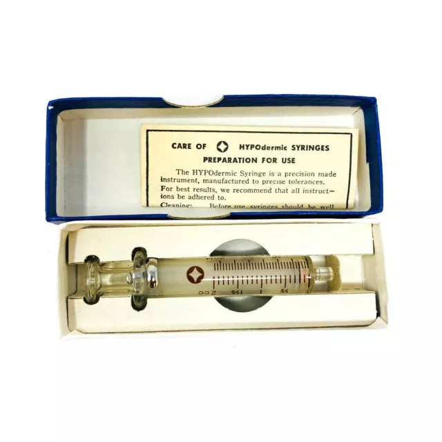 Vietnam Era 6515-514-2395 Hypo CZ 642 Hypodermic Luer Syringe 2 cc - Dated 1962