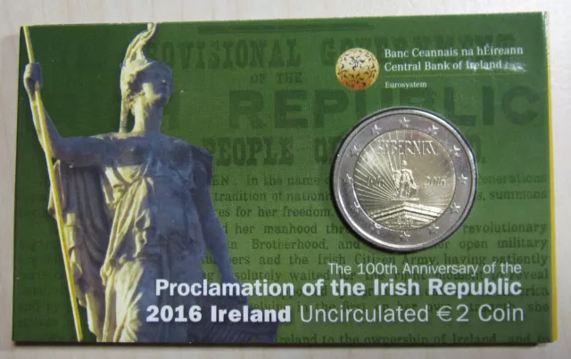 Irland 2016 - 2 Euro Gedenkmünze - 100 Jahre Osteraufstand - in Coincard