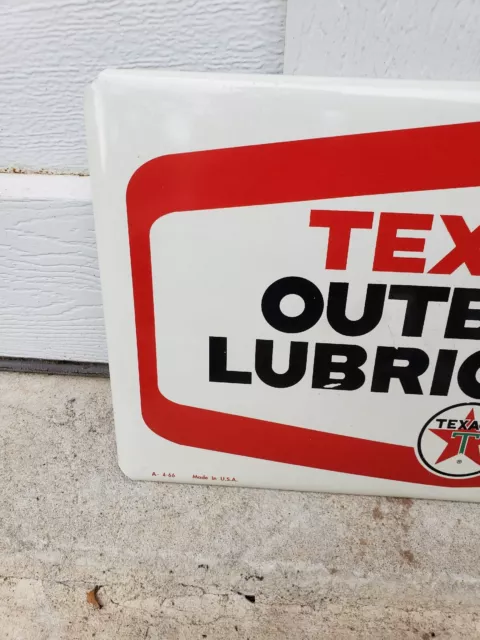 Vintage Texaco Sign Motor Oil Gas Outboard Lubricants Metal sign MINT 1966 NOS 2