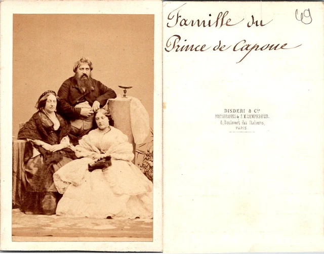DISDÉRI, PARIS, FAMILLE du prince de Capoue, CharlesFerdinand de