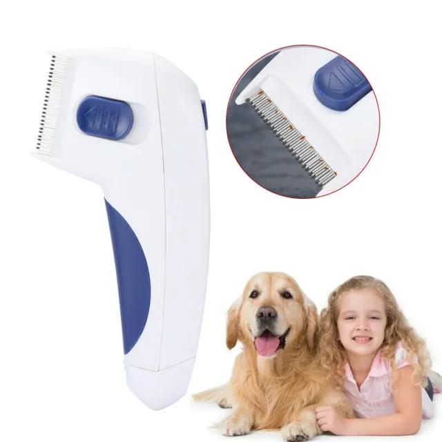 2PCS Pet Cat Dog Electric Flea Zapper Lice Remover Hair Flea Comb Grooming Brush 3