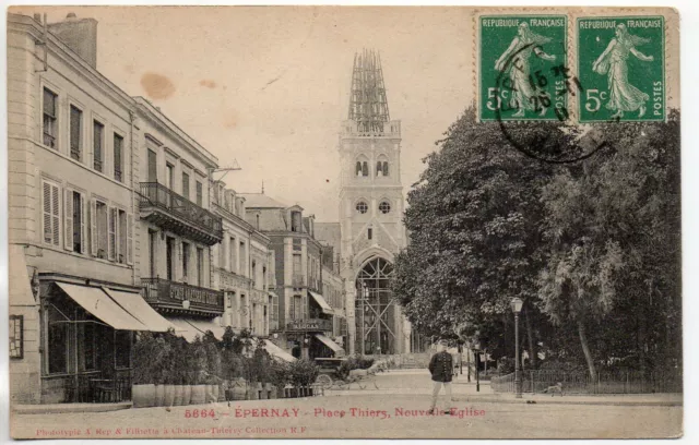 EPERNAY - Marne - CPA 51 - the streets - Place Thiers New church construction