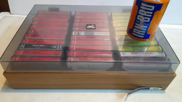 Vintage Audio Cassette Tape  Storage Box wood effect + 34 Music tapes