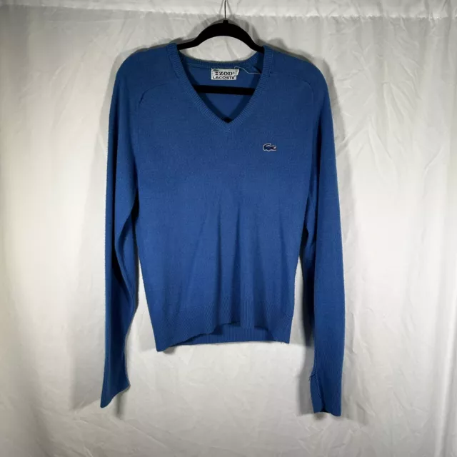 Vintage Izod Lacoste Sweater Men's Small Blue V-neck Long Sleeve Pullover