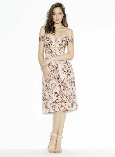 SHEIKE WOMENS SIZE 10 Hawaiian Haze pink floral off shoulder Dress