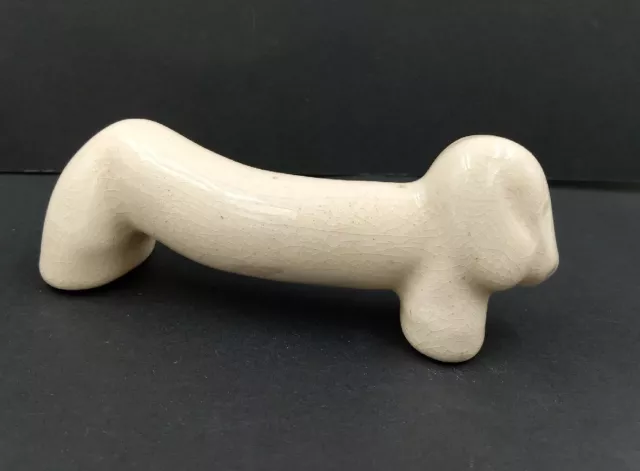 VINTAGE ISRAEL NAAMAN DOG FIGURINE WHITE PORCELAIN HAND  MADE Basset hound 4"