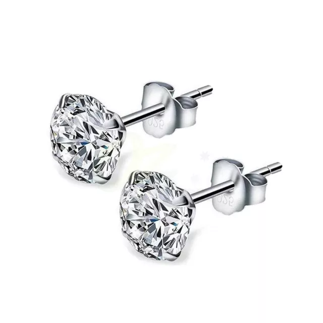 1 Pair Earrings Sterling Silver Ear Studs Ring Piercing Zirconia Jewellery 3-8mm