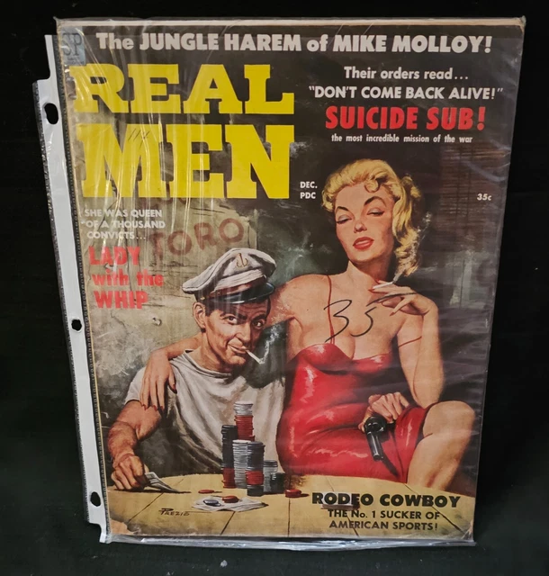 Real Man Magazine REAL MEN MAGAZINE December Issue - Vintage Pulp Adventure Cover Art £3. ...