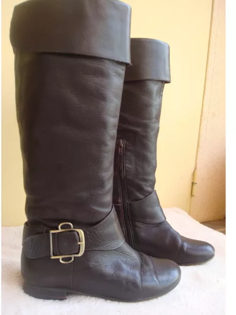 Superbe Bottes Cavaliere Minelli Tout Cuir Marron Fonce P 38 Impeccable Comme 9