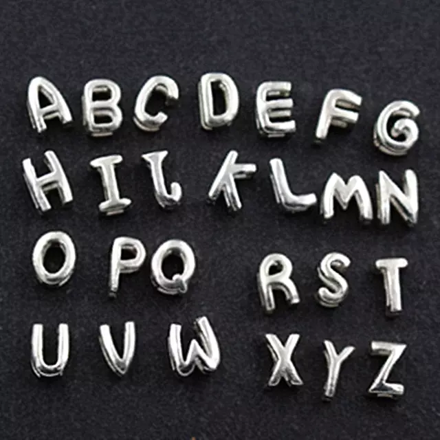 Sterlingsilber Mini A-Z Buchstabe Alphabet Initial Schiebe Zwischenring Charm Perlen 3