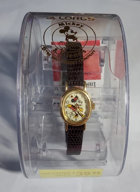 NEW Lorus Disney Minnie Mouse Watch  Dark Brown Faux Leather Band In Box
