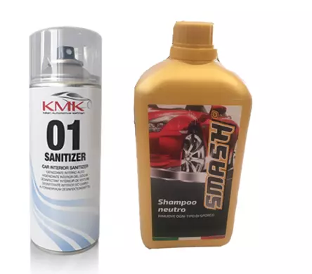 Kit Igienizzante Interno Auto Sanitizer 01 + Shampoo Neutro Lavaggio Pulizia